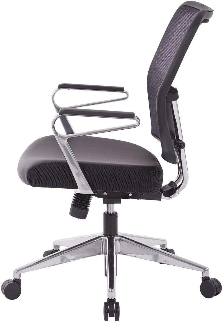 Ergonomic Air Grid® Back Office Chair with Padded Bonded Leather Seat - Adjustable Height & Lumbar Support for Home & Office Workspaces - Model 213 E37P91A7
