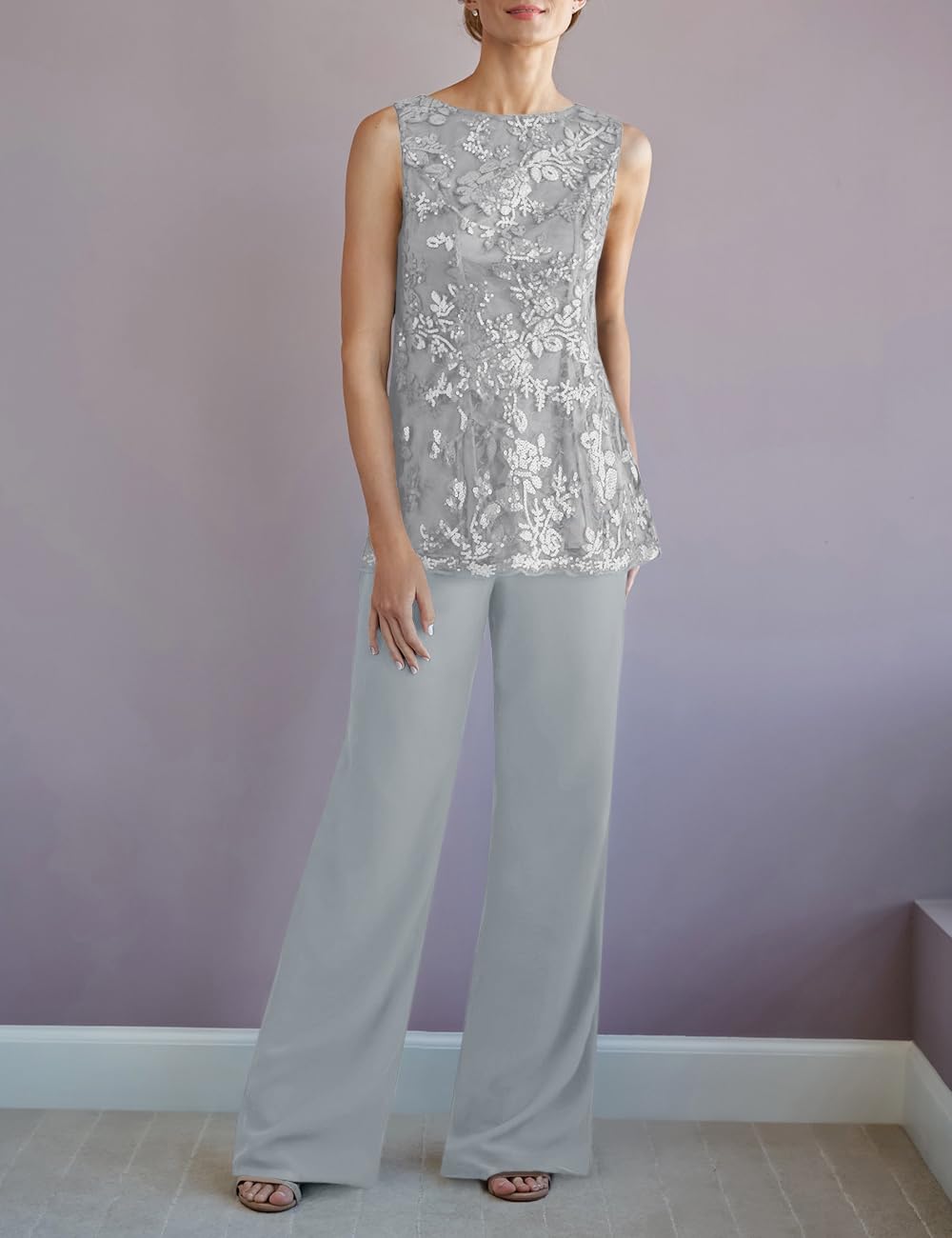 Elegant Women's 3-Piece Lace Pantsuit Set - Mother of Bride Dressy Outfit for Weddings, Formal Events & Special Occasions