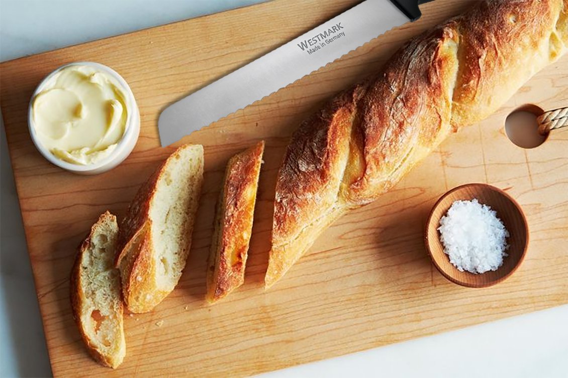Westmark Germany 7.2-inch Stainless Steel Bread Knife - Ergonomic Black Handle for Effortless Slicing | Perfect for Baguettes, Sourdough & Homemade Bread Baking
