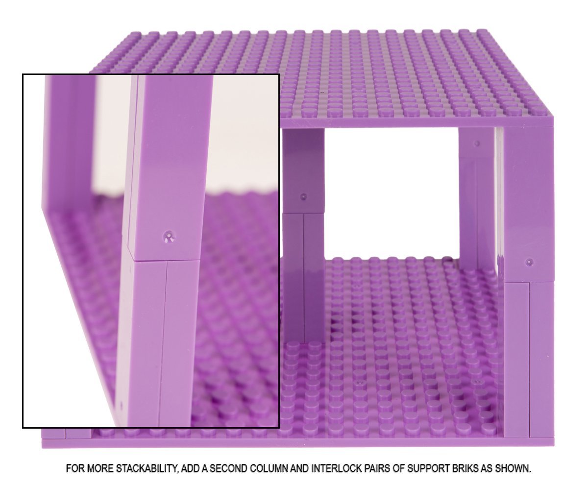 Strictly Briks 4 Pack Classic Stackable Baseplates 10x10 Inches - Compatible with Lego Building Bricks, 32x32 Studs for Towers & Shelves - Includes 4 Plates & 30 Stackers in Lavender | Perfect for Kids' Creative Play, DIY Room Decor & STEM Learning Activities