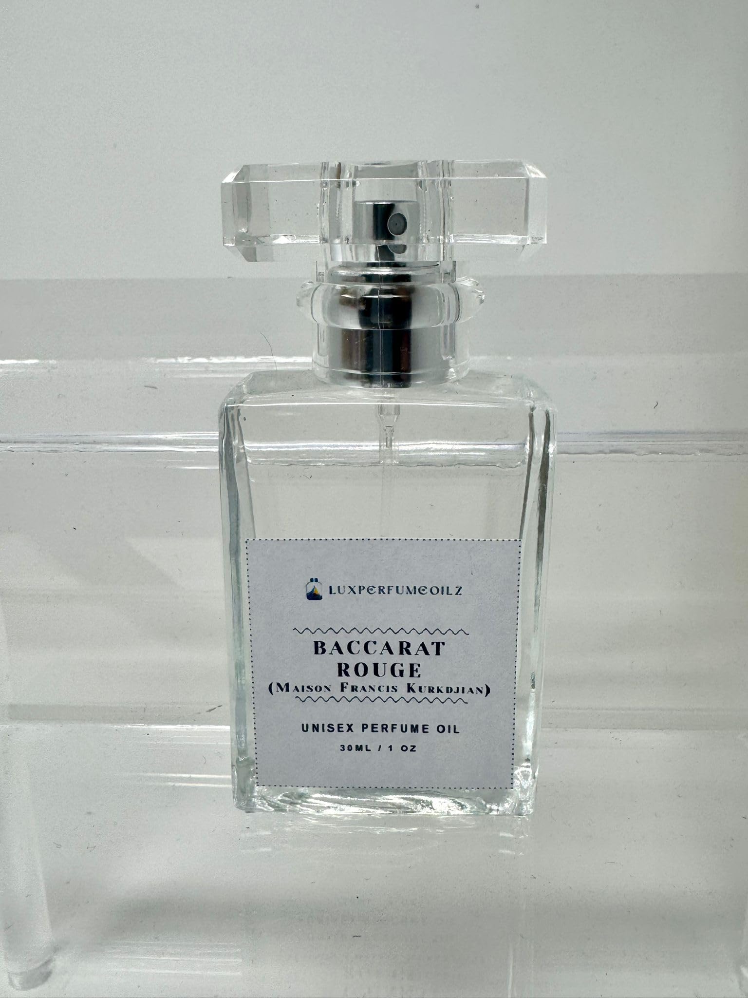 Baccarat R Concentrated Unisex Perfume Oil - Jasmine & Saffron Fragrance - 1 Oz (30ml) Spray Bottle - Long Lasting Luxury Scent for Men & Women - Perfect for Date Night, Special Occasions & Daily Wear