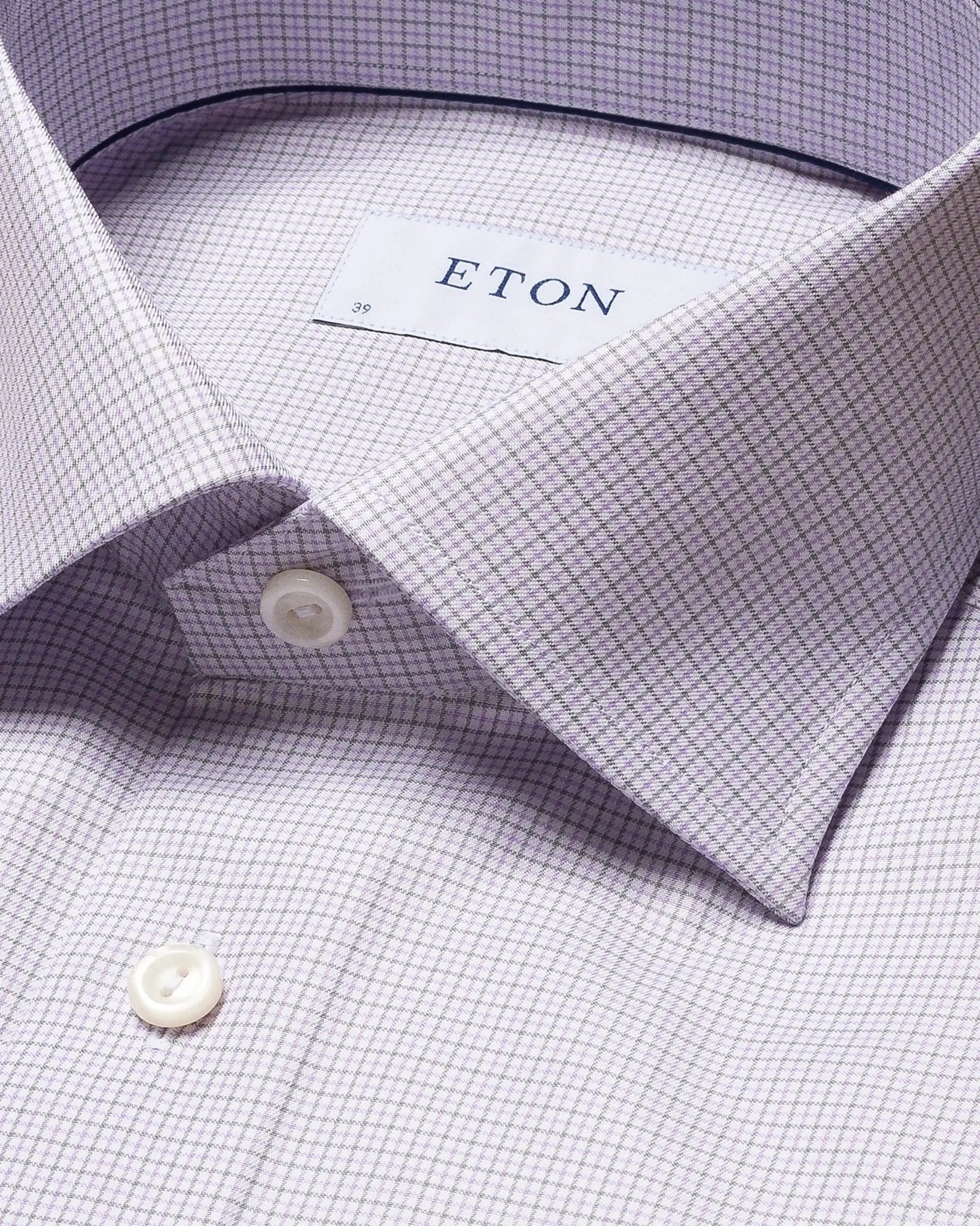 ETON Men's Micro Checked Blended Cotton Casual Shirt in Mid Purple - Perfect for Office, Business Meetings & Smart Casual Outfits