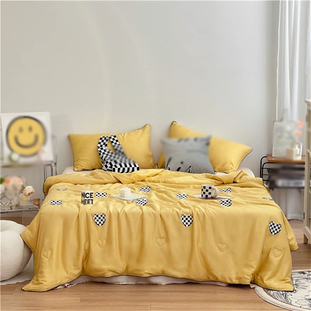 KGEZW Washable Tencel Summer Cooling Blanket - Lightweight Air Conditioner Quilt with Embroidery, 200x230cm (Queen Size) for Bedroom, Guest Room & Dormitory Comfort