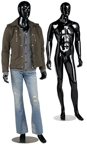 ROXYDISPLAY Black Fiberglass Male Mannequin - Standing Pose for Retail Store Display (MD-GM53BK1-S) | Perfect for Clothing Stores, Boutiques, and Fashion Showrooms