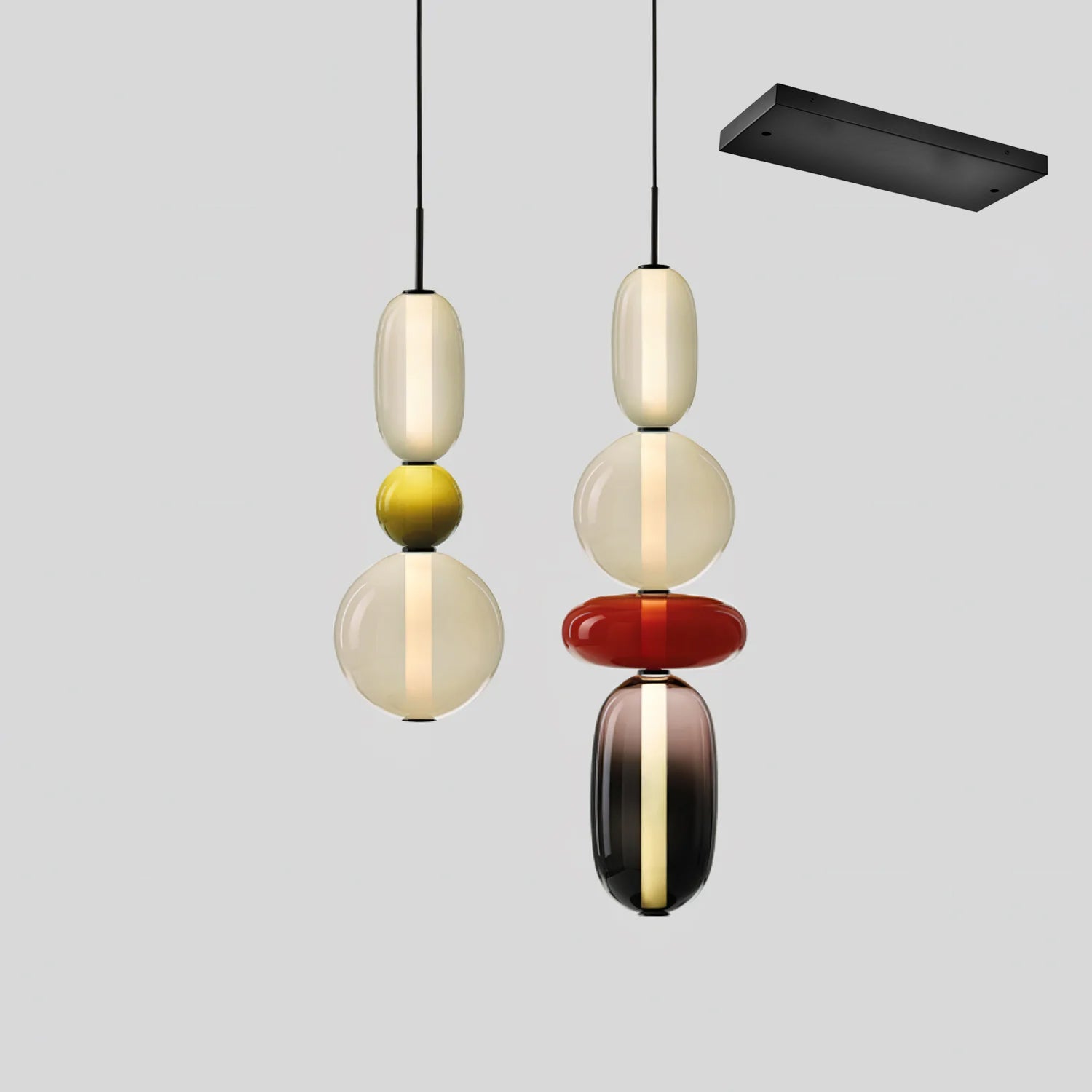 Stylish Candied Glass Pendant Light Set - Modern Hanging Fixture for Dining Room, Kitchen Island & Bedroom Decor