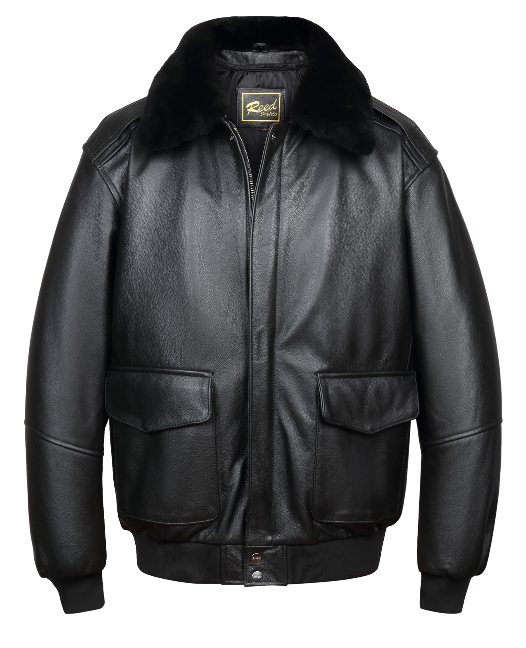 REED Men's Premium Genuine Leather Aviator Bomber Jacket - Classic Brown Distressed Flight Jacket for Motorcycle Riding & Casual Wear