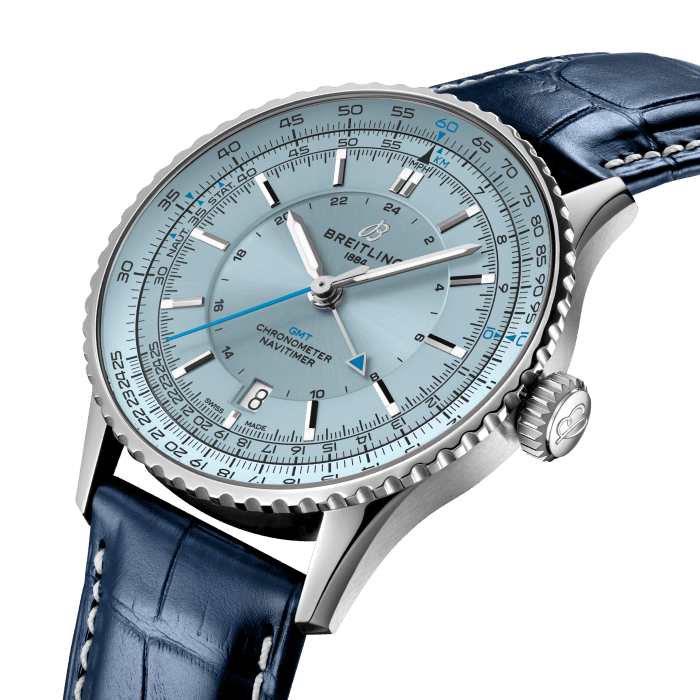 Breitling Navitimer Automatic 41 GMT Stainless Steel Men's Watch - Luxury Pilot Chronograph with Dual Time Zone - Perfect for Business Travel & Aviation Enthusiasts