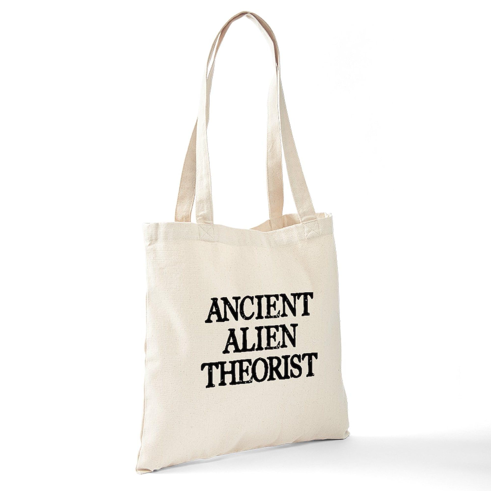 Ancient Alien Theorist Tote Bag - Natural Canvas Reusable Shopping Bag for Groceries, Books & Daily Use | Eco-Friendly Cotton Tote for Work, School & Travel