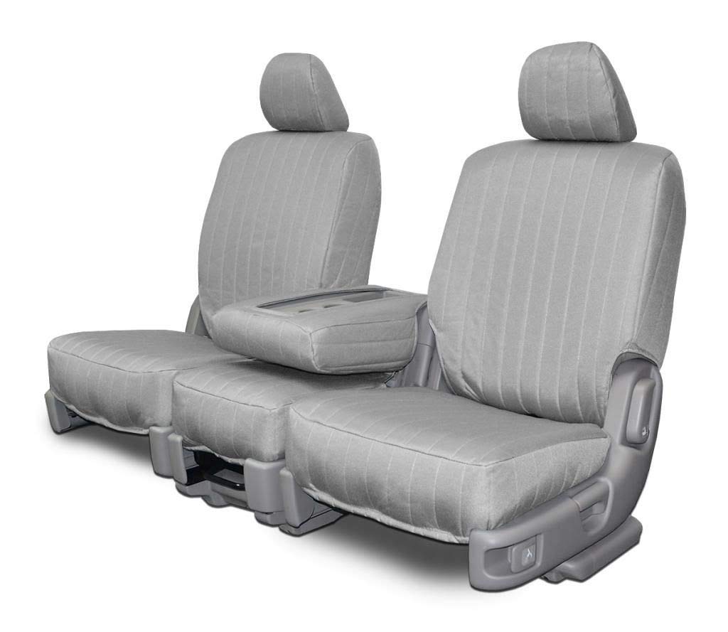 Premium Custom Fit Seat Covers for Chevy Silverado/GMC Sierra 40-20-40 Split Bench Seats - Durable Silver Canvas Fabric - Perfect for Truck Protection & Interior Upgrade