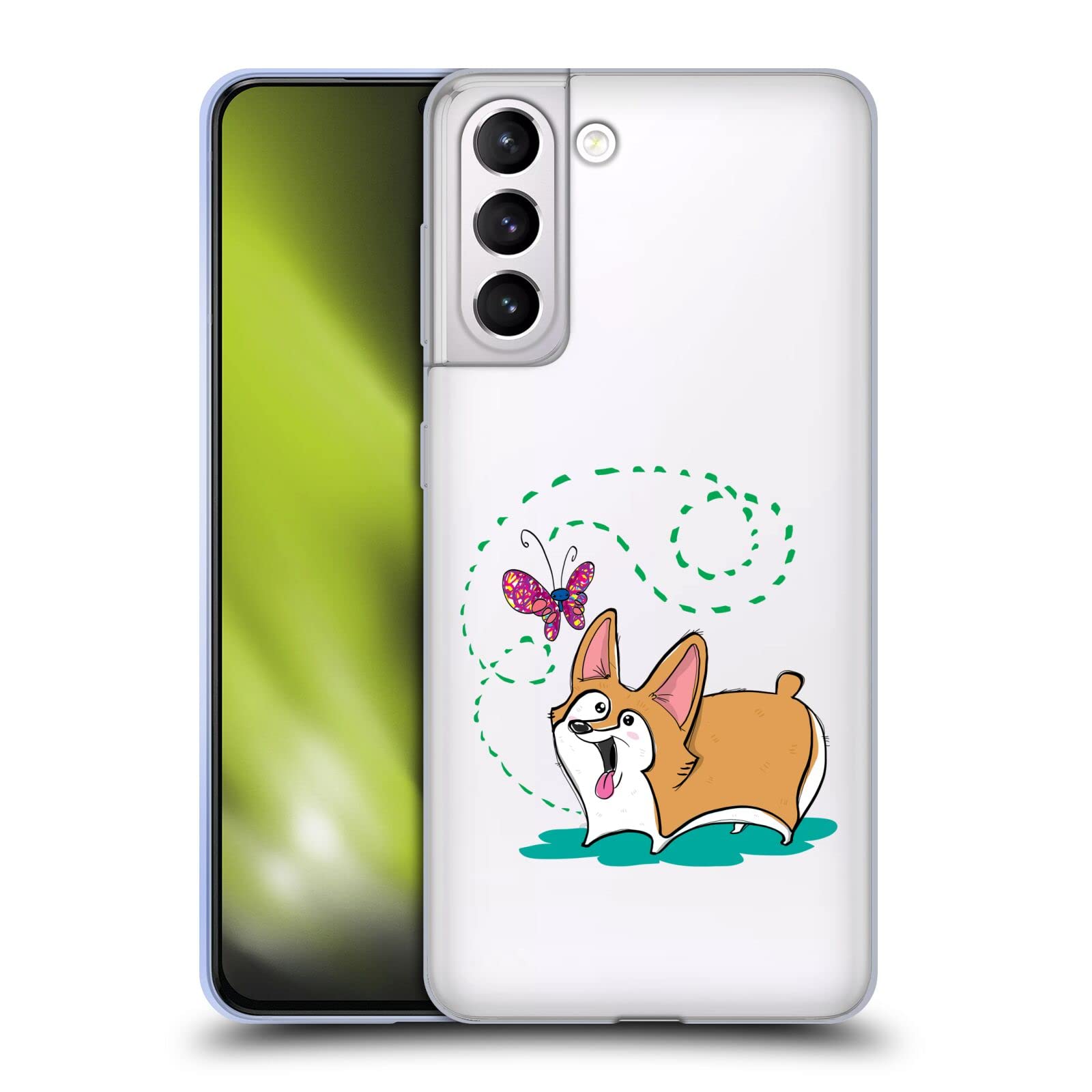 Grace Illustration Corgi Dogs Soft Gel Case for Samsung Galaxy S21+ 5G - Officially Licensed by Head Case Designs, Perfect for Work, Travel & Daily Protection