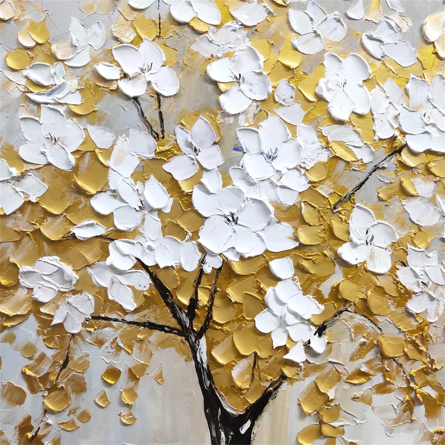 Flower and Tree Painting #FT137 - Handmade Canvas Wall Art for Home & Office Decor | Perfect for Living Room, Bedroom, and Gift Giving