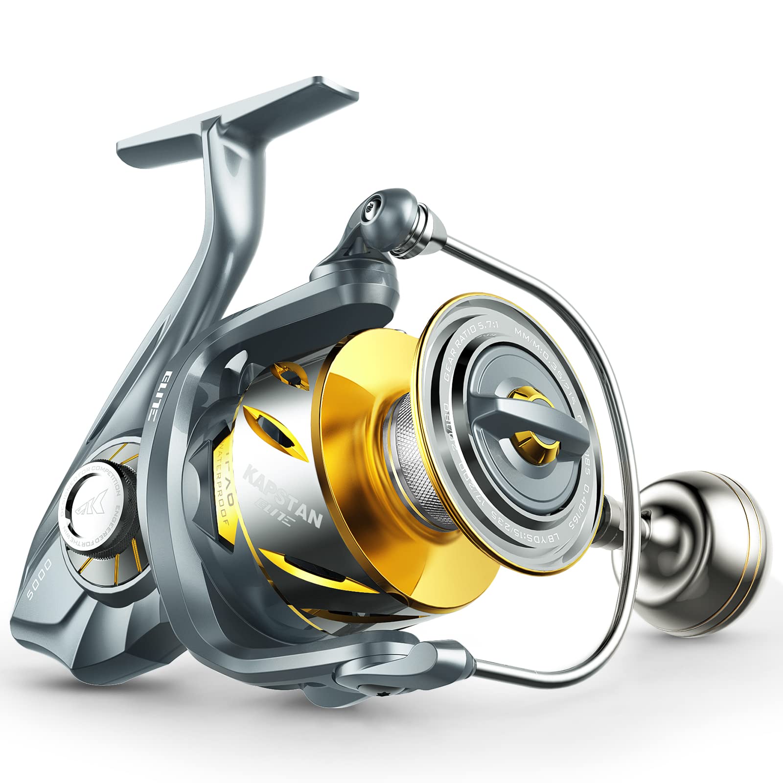 KastKing Kapstan Elite Saltwater Spinning Fishing Reel - 55LBs Max Drag Big Game Fishing Reel with IPX6 Waterproof & Corrosion-Resistant Bearing System - Perfect for Offshore, Surf, and Deep Sea Fishing - Great Gift for Anglers
