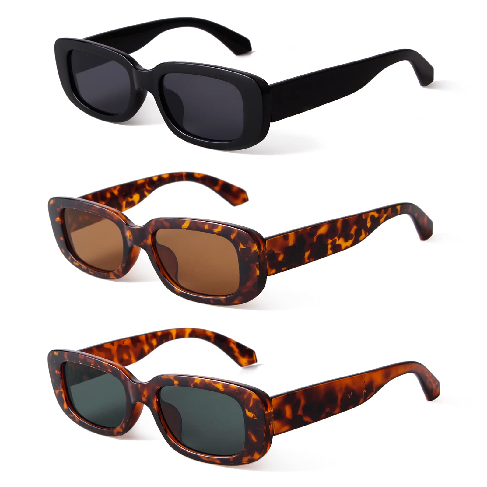 Trendy Retro 90s Rectangle Sunglasses for Women & Men - Vintage Black Square Frame Y2K Eyewear - Perfect for Beach, Driving & Fashion Outfits