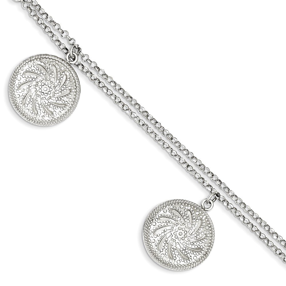Sonia Jewels 925 Sterling Silver Diamond-Cut Disc Charm Bracelet with Lobster Clasp - 7.5 Inch Adjustable Women's Jewelry for Everyday Wear, Gift Giving & Special Occasions