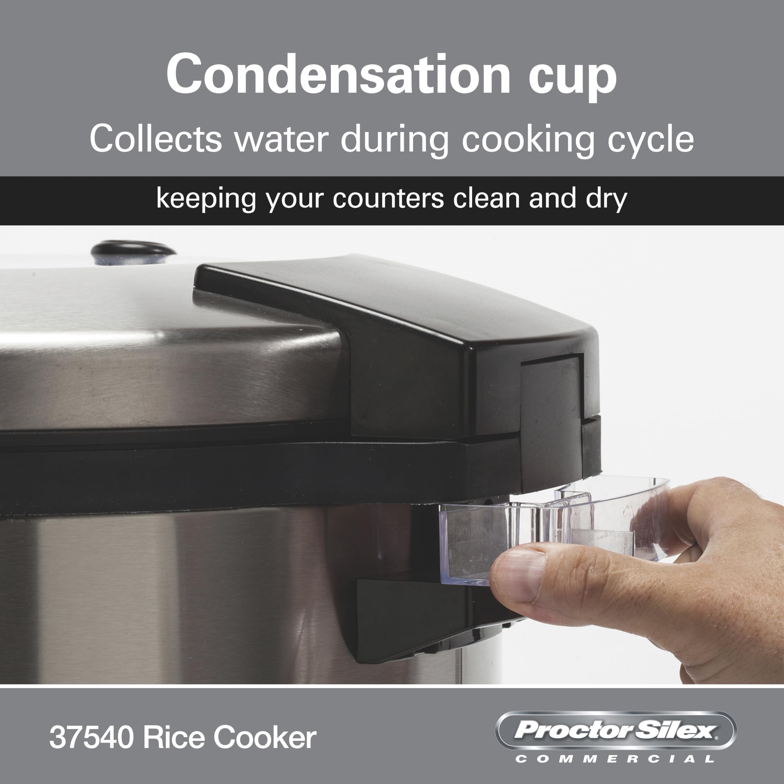 Proctor Silex Commercial 37540 40-Cup Rice Cooker & Warmer with Non-Stick Pot, Hinged Lid & Stainless Steel Housing - Perfect for Restaurants, Catering & Large Family Gatherings
