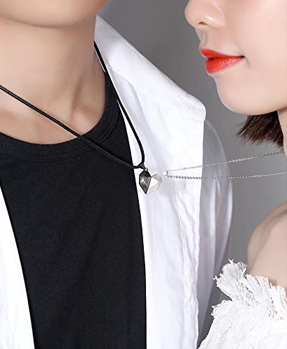 4Pcs Couples Bracelets & Necklace Set - Matching Heart Jewelry for Women & Men - Long Distance Relationship Gifts for Valentine's Day, Anniversary & Romantic Occasions - Perfect Couple Accessories for Date Nights & Special Moments