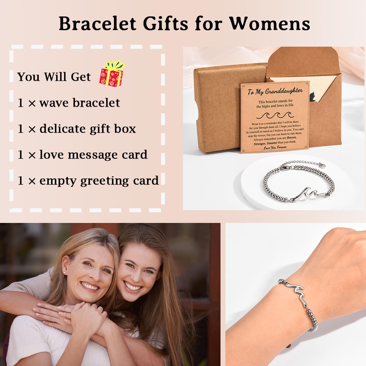 The Wave of Life Bracelet - Meaningful Gifts for Women, Best Friend, Sister, Daughter, Granddaughter & Niece | Christmas, Birthday, Valentine's Day & Graduation Present | Perfect for Everyday Wear, Special Occasions & Thoughtful Surprises