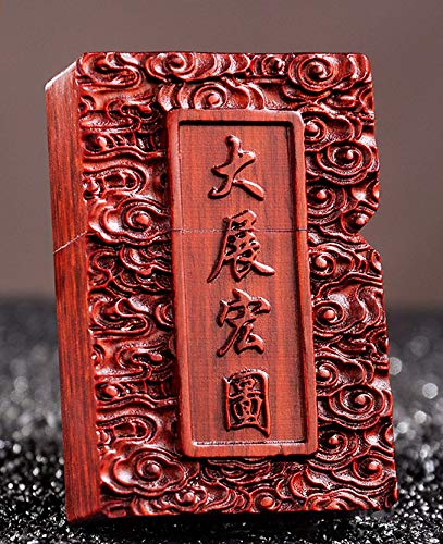 Premium Natural Huanghuali Rosewood Carved Zippo Lighter Case with Eagle Design - Handcrafted Wooden Lighter Cover for Collectors & Gifts - Perfect for Outdoor Camping, Smoking Accessories & Luxury Gifts