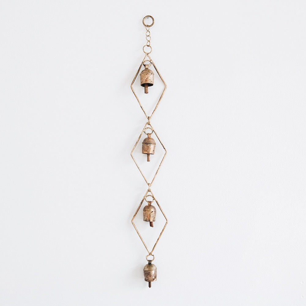 Handmade Copper Wind Chime with Diamond Accents - Elegant Outdoor Garden Decor for Patio, Balcony, and Home