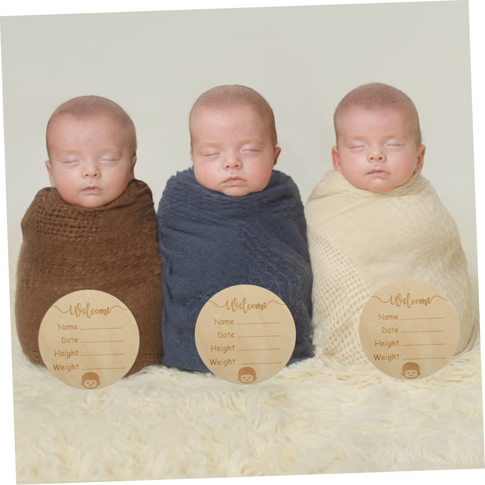 Wakauto 2pcs Wooden Baby Name Signs for Nursery Decor - Newborn Birth Announcement