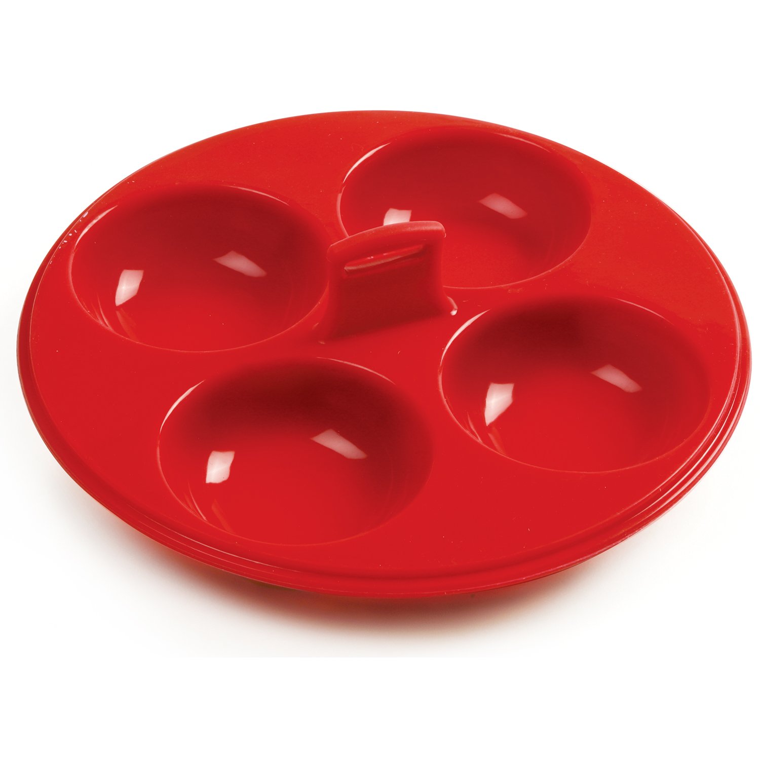 Norpro Silicone 4 Egg Poacher - Red Non-Stick Egg Cooker for Perfect Poached Eggs | Ideal for Breakfast, Brunch & Healthy Cooking