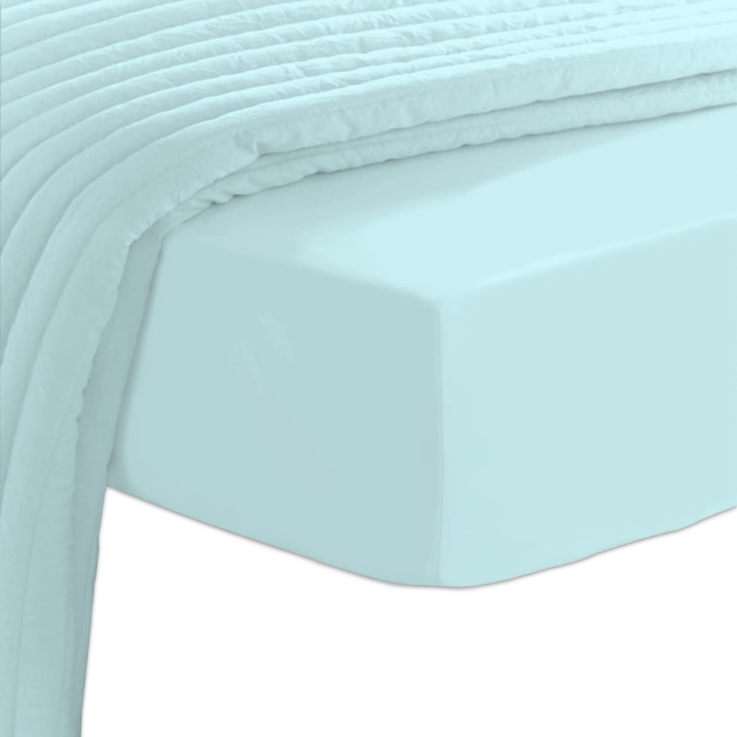 400 Thread Count 100% Long Staple Cotton Queen Fitted Sheet - Ultra Soft Sateen Weave, Deep Pocket Fits Mattress Up to 15