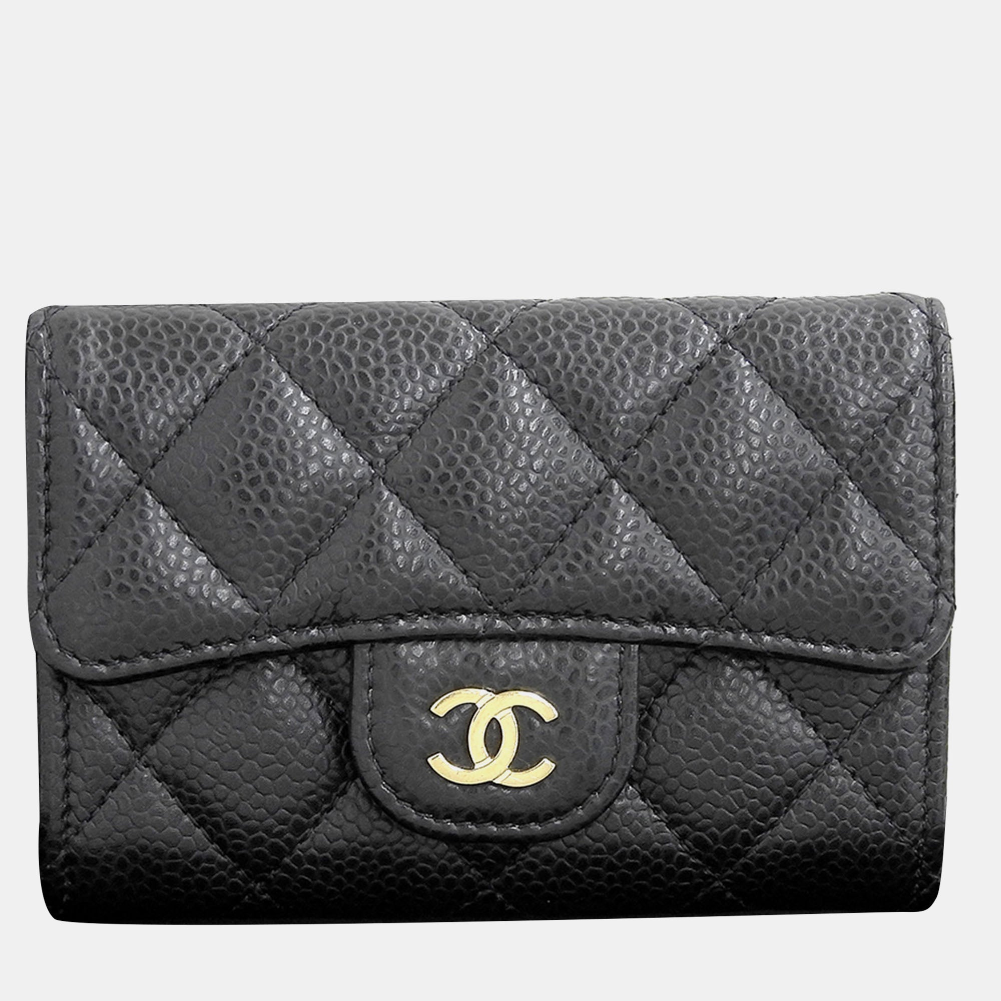 Luxury Black Caviar Leather Card Holder for Men & Women - Slim RFID Blocking Wallet with Multiple Card Slots - Perfect for Travel, Business & Everyday Use