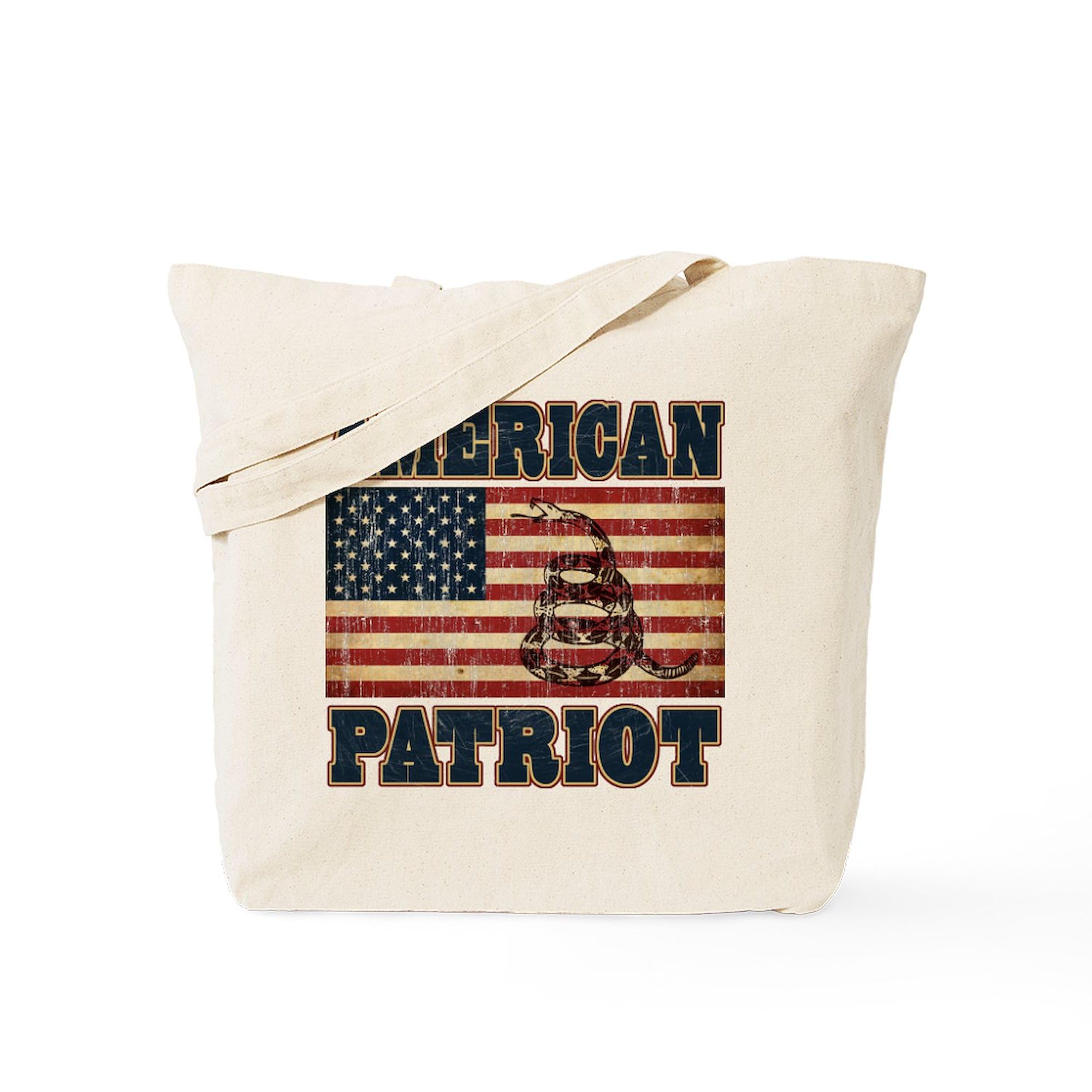 American Patriot Tote Bag - Natural Canvas Reusable Shopping Bag with Patriotic Design | Perfect for Groceries, Beach Trips & Everyday Use