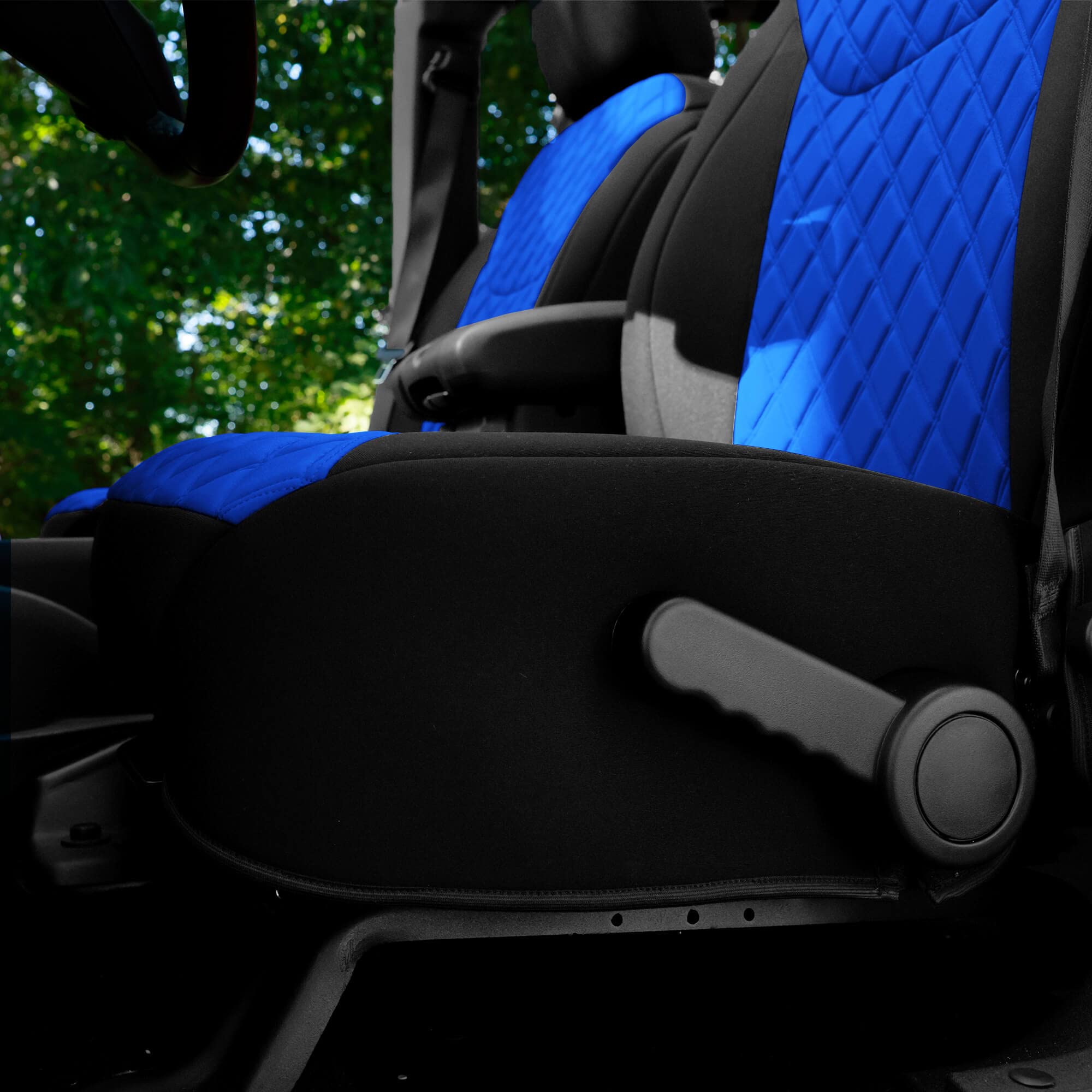 FH Group Custom Fit Neoprene Seat Covers for 2007-2017 Jeep Wrangler JK 4 Door | Water Resistant 1st & 2nd Row Car Seat Protectors | Full Set Blue Automotive Accessories | Perfect for Off-Roading, Camping & Daily Commute