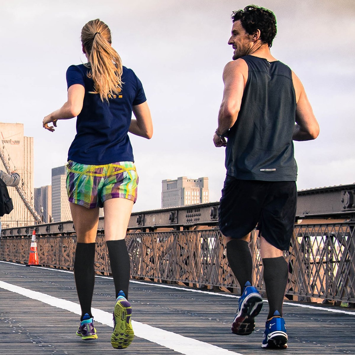BUDD Unisex Compression Socks for Women & Men - 360 Relief, Functional & Comfortable - Ideal for Travel, Running, Flying & Medical Use - Size L - Perfect for Long Flights, Workouts & Varicose Vein Support