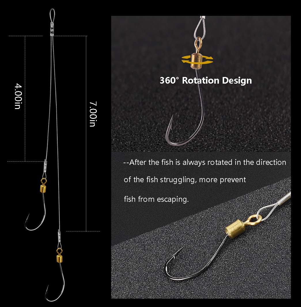 Premium Fishing Hooks and Wire Leaders - High Strength Saltwater & Freshwater Fishing Rigs for Bass, Trout, and Catfish - Ideal for Shore Fishing, Boat Angling, and Ice Fishing Adventures