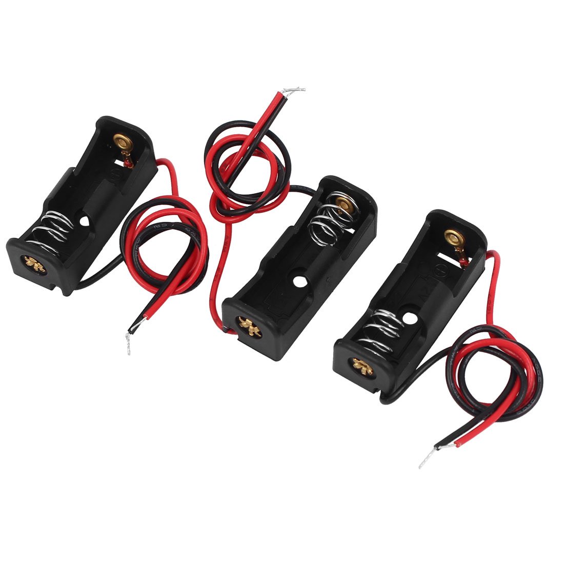 3-Pack Spring Clip Battery Holder with Wire Leads - Compatible with 1x 23A/12V & N Battery Chargers - Durable Black Plastic Case for Easy Battery Replacement (Perfect for Electronics, Toys, and DIY Projects)