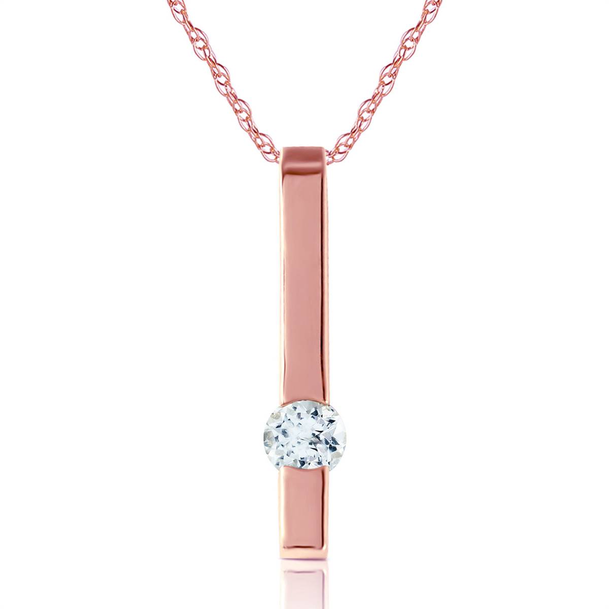 0.25 Carat 14K Solid Rose Gold Bar Aquamarine Necklace for Women - Elegant Birthstone Jewelry Gift for Anniversary, Valentine's Day & Special Occasions