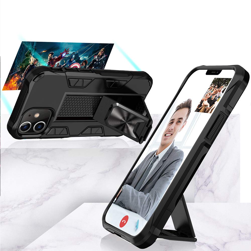 Omorro Military Grade iPhone 12 Mini Case - Drop Tested Rugged Protective Cover with Magnetic Car Mount & Kickstand | Hard PC + Soft TPU Dual Layer Protection | Perfect for Outdoor, Construction & Extreme Sports (Red)