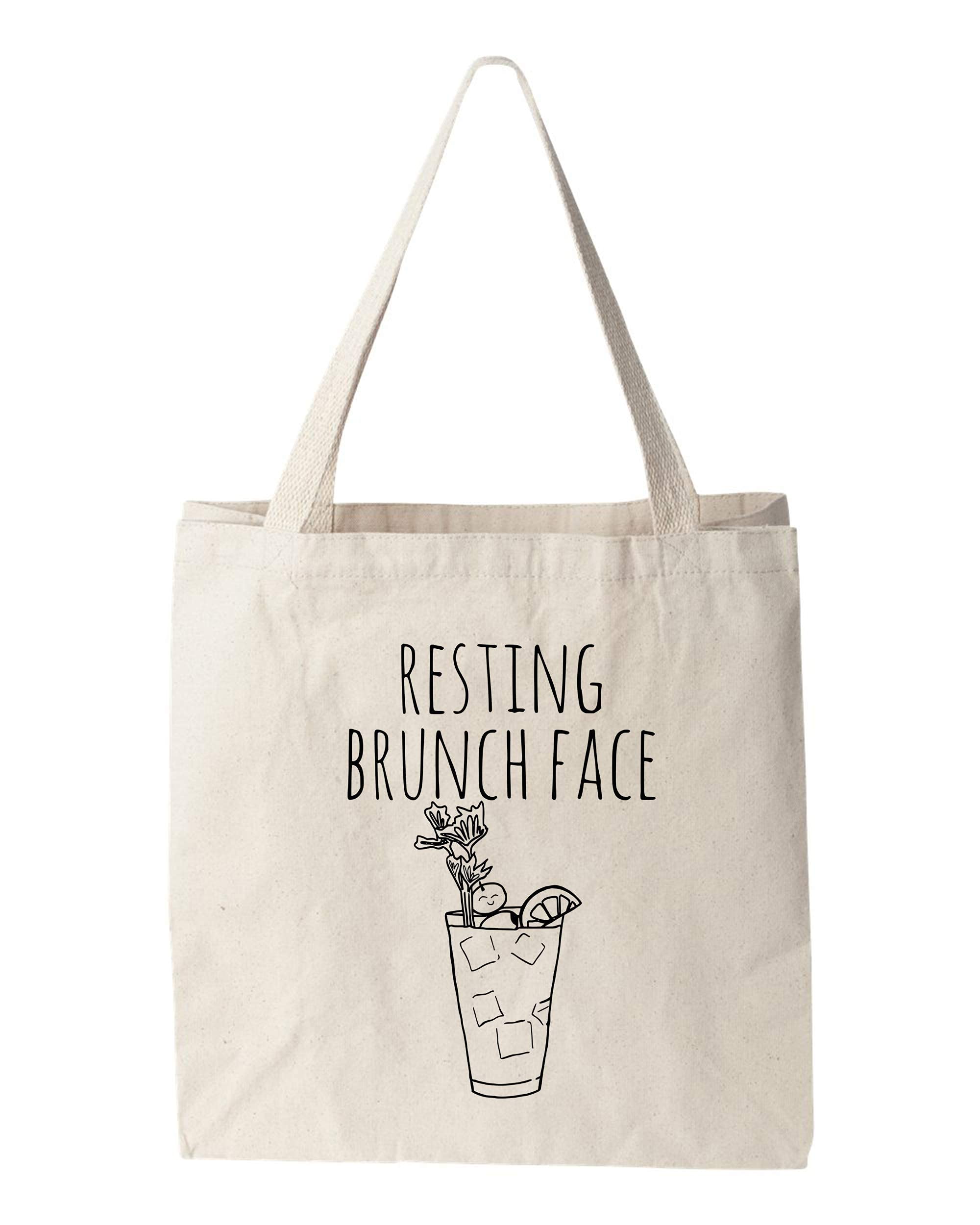 Funny Tote Bag with 'Resting Brunch Face' Print - Durable Canvas Grocery Shopping Bag for Women - Perfect for Brunch, Beach Trips & Daily Errands