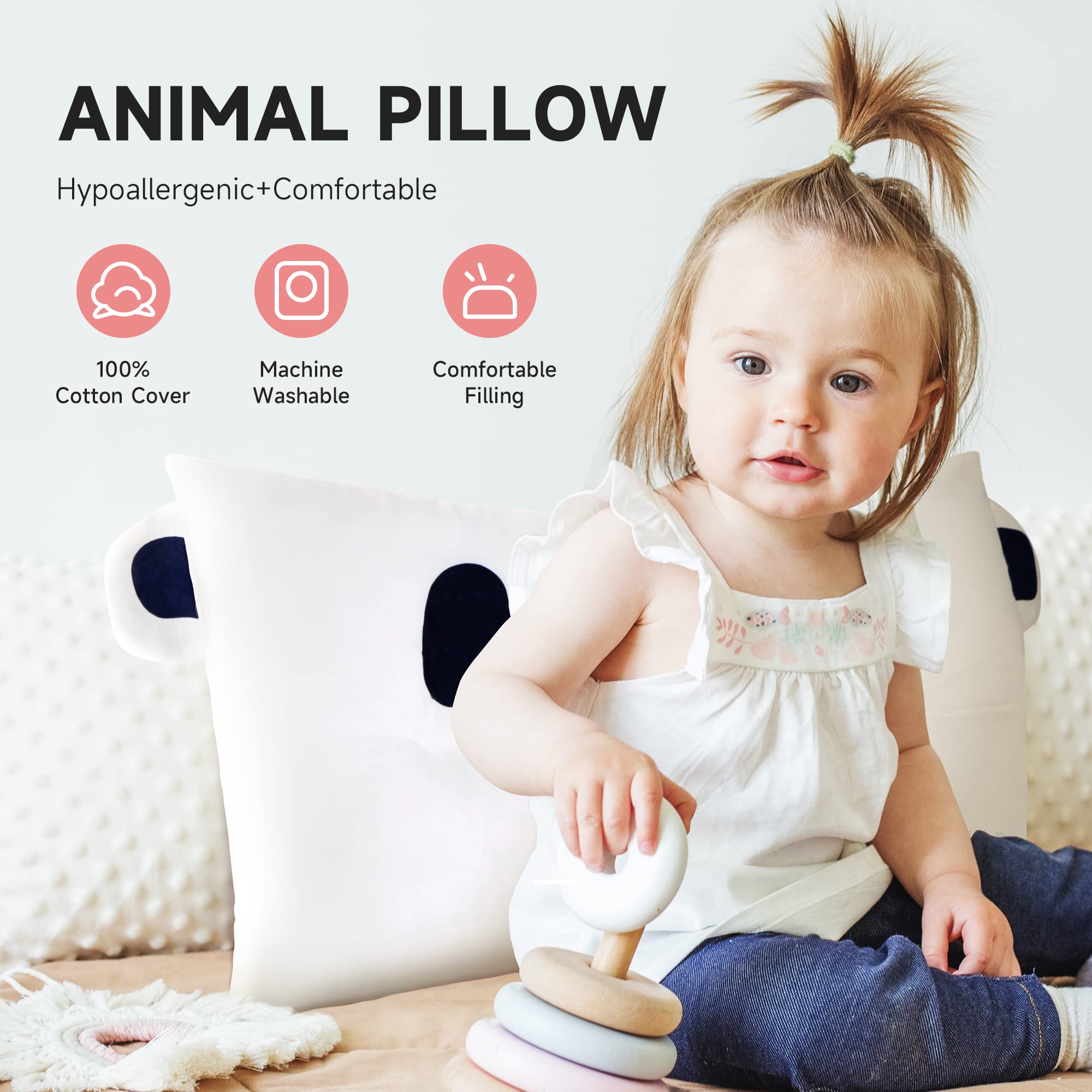 Soft Hypoallergenic Toddler Pillow - Panda Design for Kids' Sleep & Travel