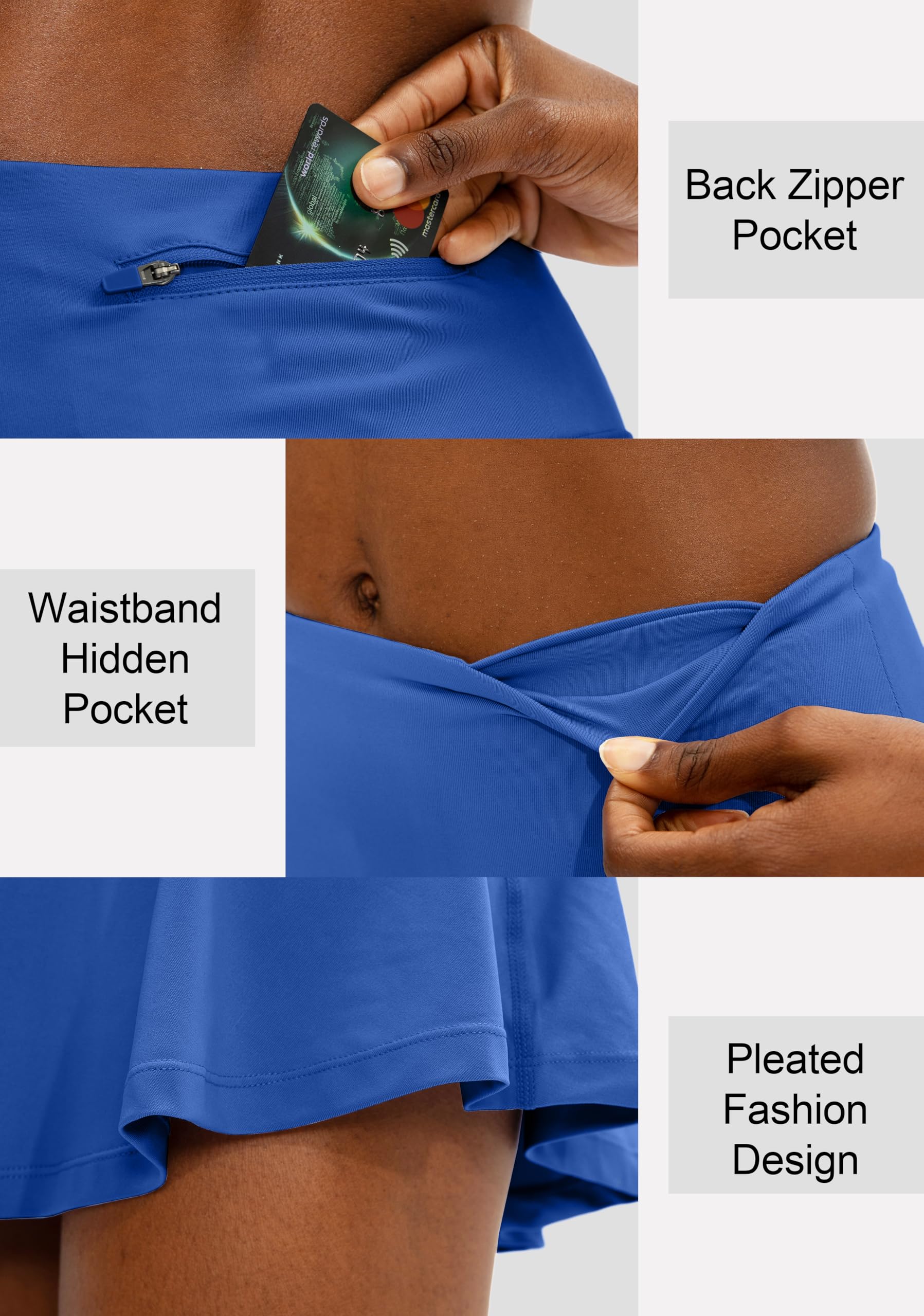 SANTINY Women's High Waisted Pleated Tennis Skirt with 4 Pockets - Athletic Golf Skort for Running, Casual Wear & Sports Activities | Perfect for Tennis, Golf, Gym & Everyday Fashion