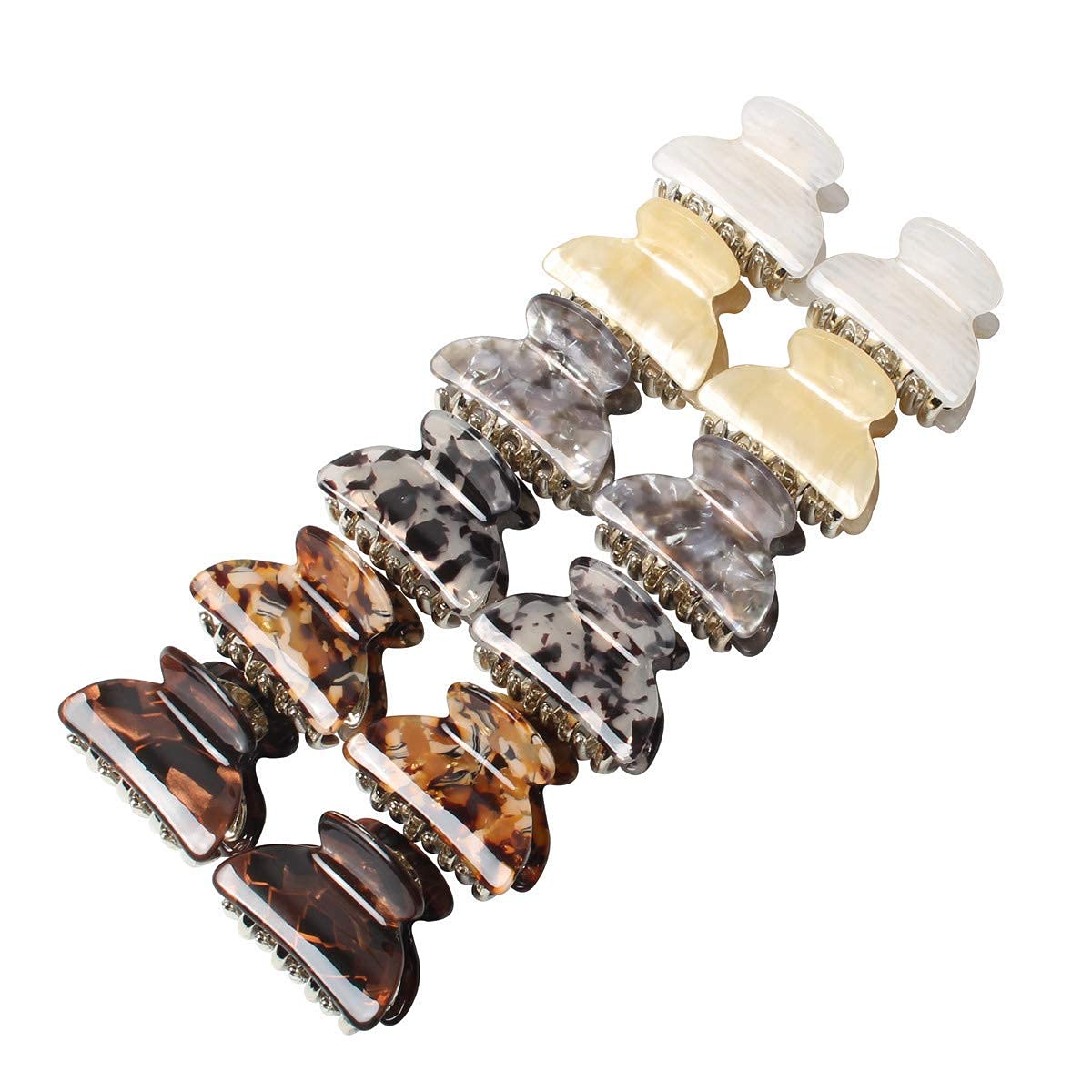 ASG 1.57 Inch Small Acrylic Hair Claw Clips for Women & Girls - Marble Design Non-Slip Grip Plastic Hair Clips - Pack of 2 - Perfect for School, Work, Travel & Everyday Hairstyles