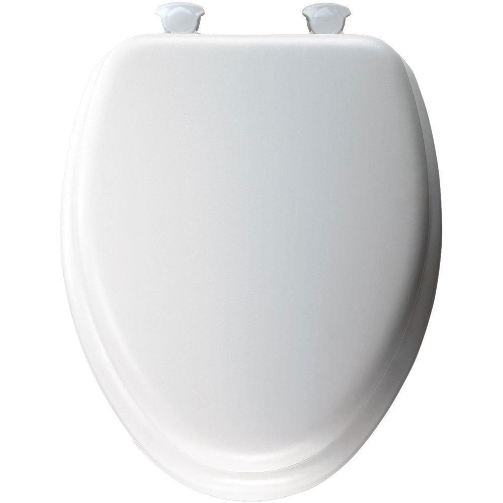 Bemis Soft Elongated Closed Front Toilet Seat in White 877420 - Durable & Comfortable Toilet Seat for Home, Office & RV Use