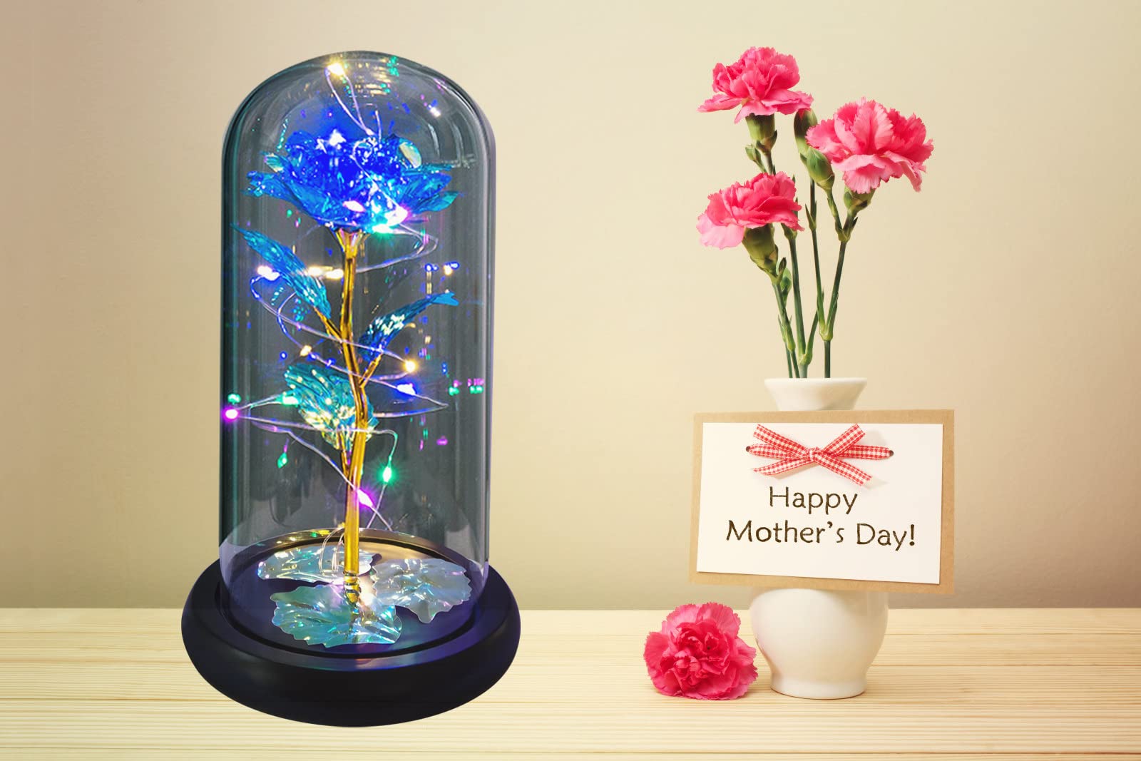 Eternal Glass Rose Gift for Women - Beauty and The Beast Inspired Galaxy Rose Flower, Unique Birthday, Anniversary, Valentine's Day Present for Wife & Girlfriend (Blue) - Perfect for Romantic Occasions, Home Decor, and Special Gift Giving