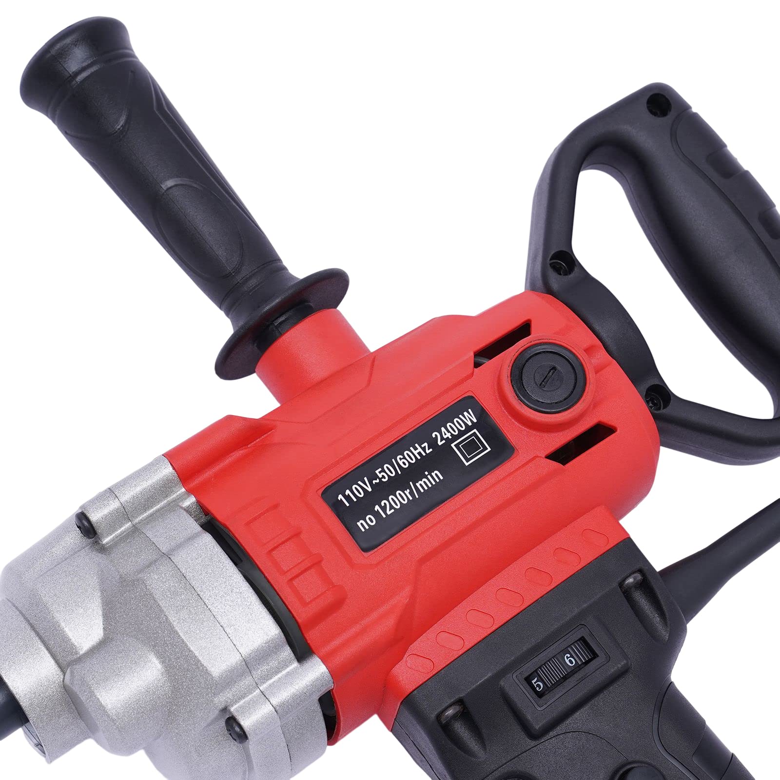 2400W Heavy Duty Electric Concrete Mixer - 6 Speed Adjustable Handheld Cement Mixer for Mortar, Plaster & Construction - Perfect for DIY Projects, Home Renovation & Professional Use