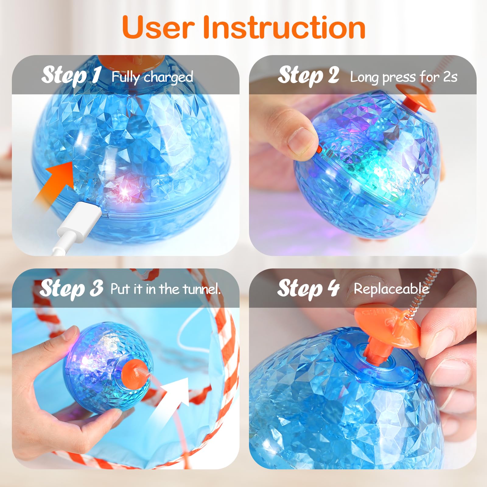 Migipaws Interactive Cat Toys - Upgraded 2.0 Rechargeable Butterfly Feather Projection Toy with Moving Shadows for Indoor Cats | Fun Play in Cat Tunnels & Cardboard Boxes | Stimulates Exercise & Reduces Boredom