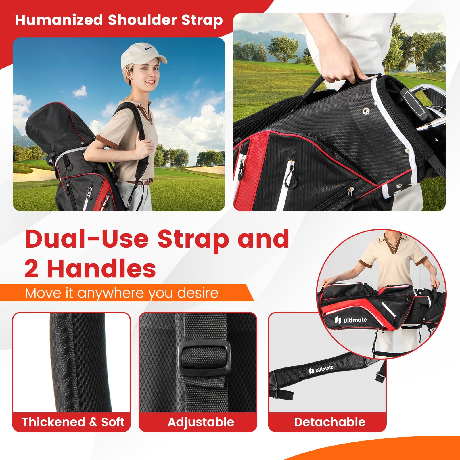 **Goplus 14-Way Golf Cart Bag with 9 Zippered Pockets, Cooler Bag & Rain Hood - Lightweight Golf Club Bag for Men & Women - Perfect for Golf Courses & Tournaments**