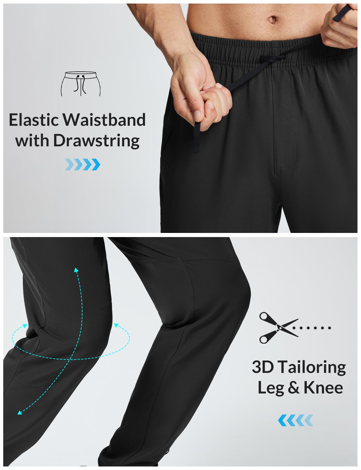 Baleaf Men's Hiking Pants - Lightweight Quick-Dry Water-Resistant Outdoor Cargo Pants with Elastic Waist & Zip Pockets - Perfect for Hiking, Camping, and Travel Adventures