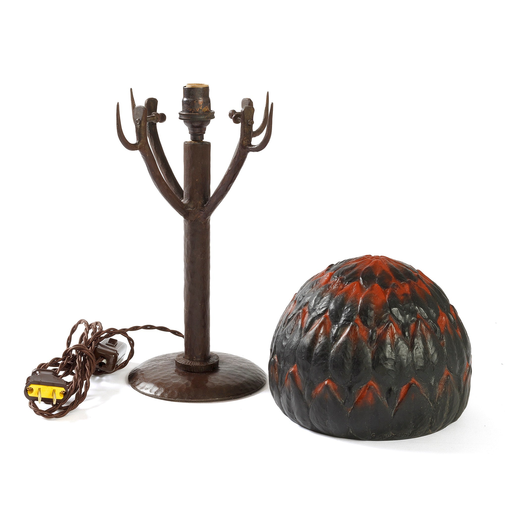 Gabriel Argy Rousseau Art Glass Table Lamp - Handcrafted Pâte de Verre Tree Design - Perfect for Living Room, Bedroom, or Office Decor