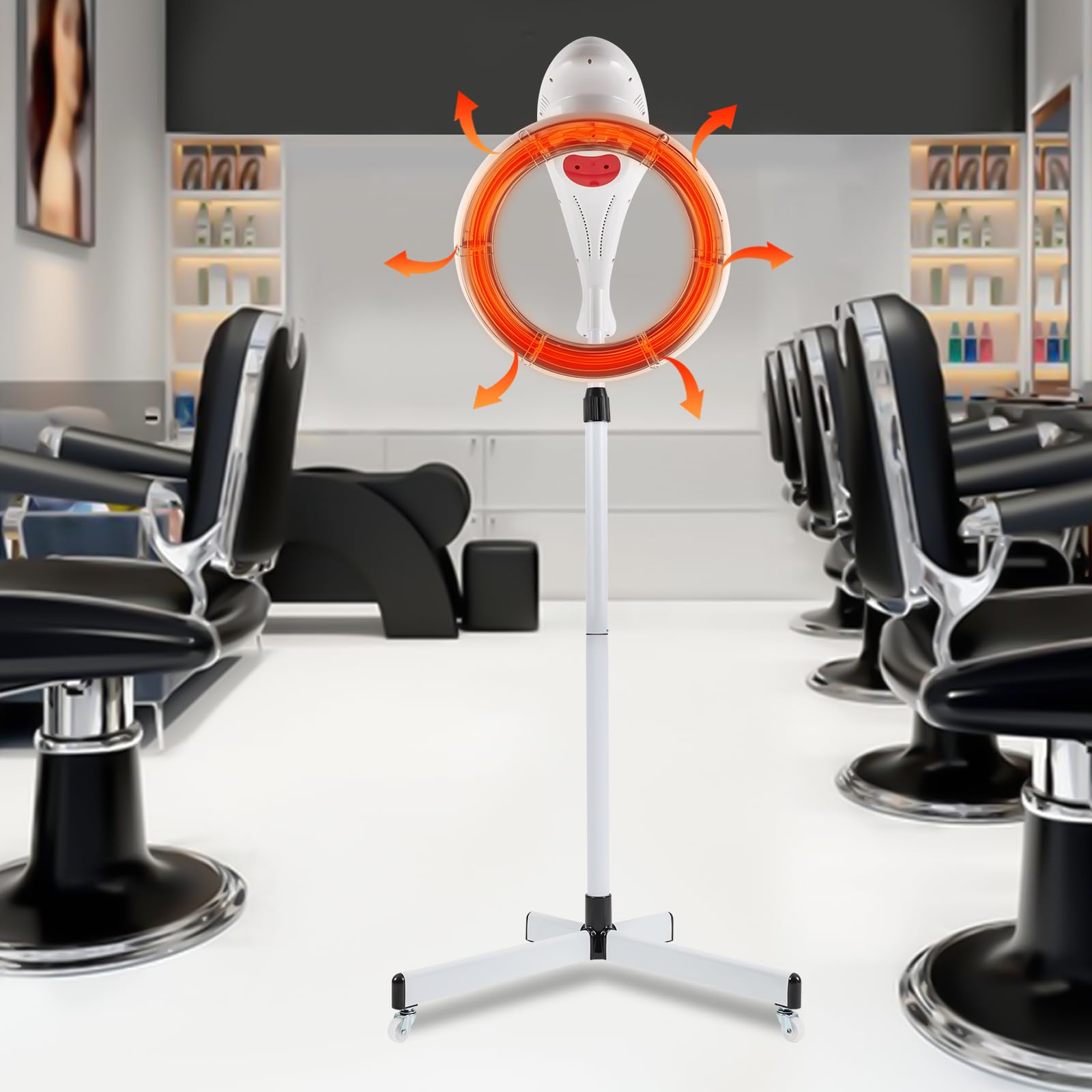 Professional 950W Orbiting Infrared Hair Dryer with Stand - Salon-Grade Rotating Hair Processor for Faster Drying & Styling | Perfect for Salons, Spas & Home Use (White)