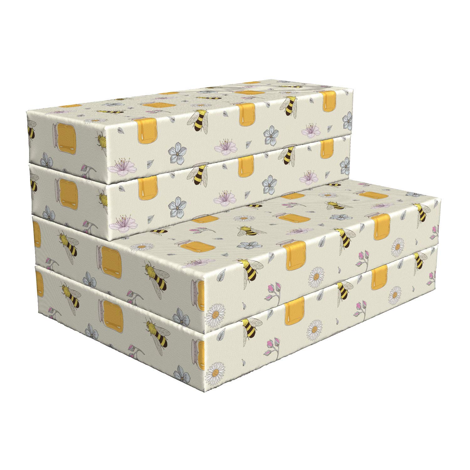 Ambesonne Bee Print Foldable Mattress - Honey Jars, Insects & Floral Design, 74.8