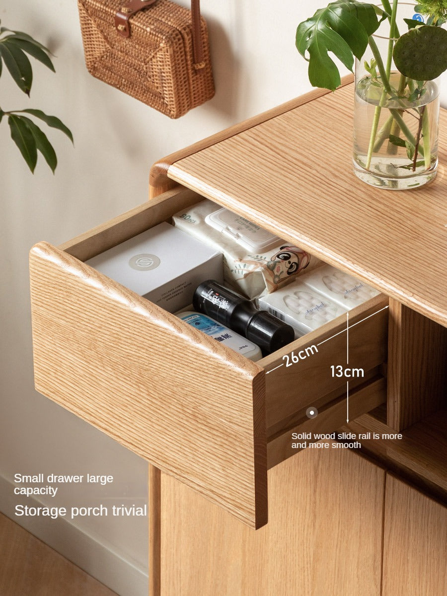Solid Oak Wood Shoe Cabinet with Partition - Entryway Storage Organizer for Shoes, Boots & Accessories - Perfect for Porch, Mudroom, or Hallway Closet