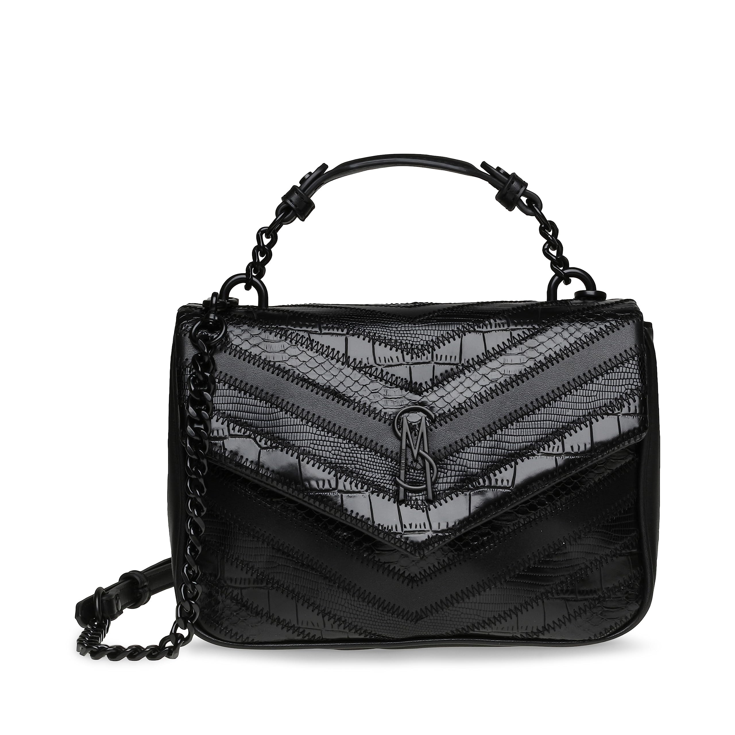 Steve Madden Mojo Patchwork Top Handle Crossbody Bag for Women | Stylish Leather Shoulder Purse for Daily Use, Work & Travel