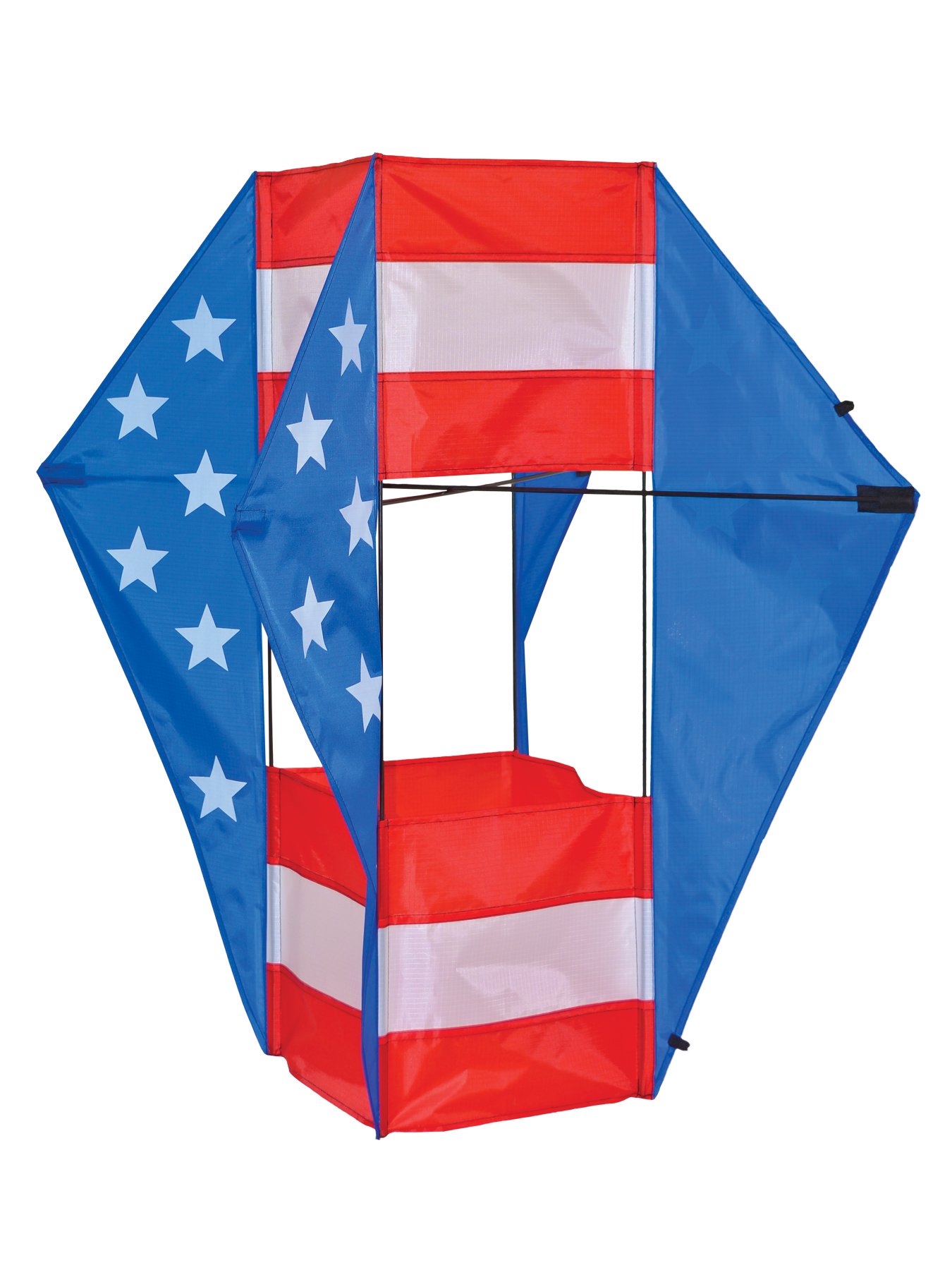 Stars and Stripes Winged Box Kite - American Flag Design Outdoor Flying Kite for Beach, Park & Family Picnics | Durable & Easy to Fly